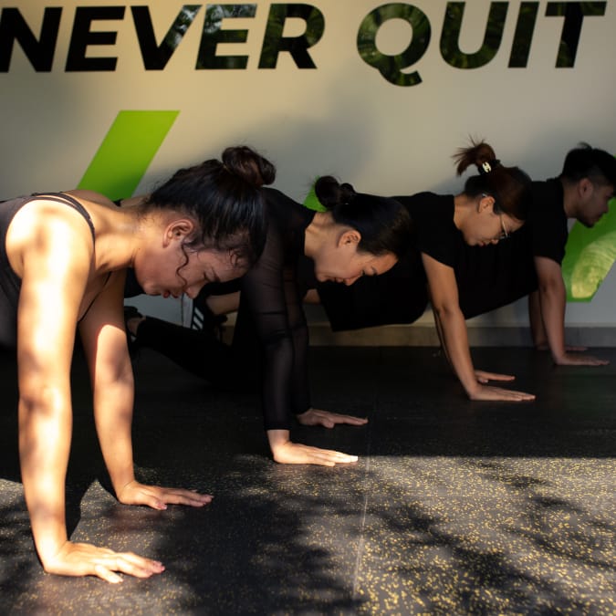 Group of ladies Meru Fitness Center gym Siem Reap Cambodia